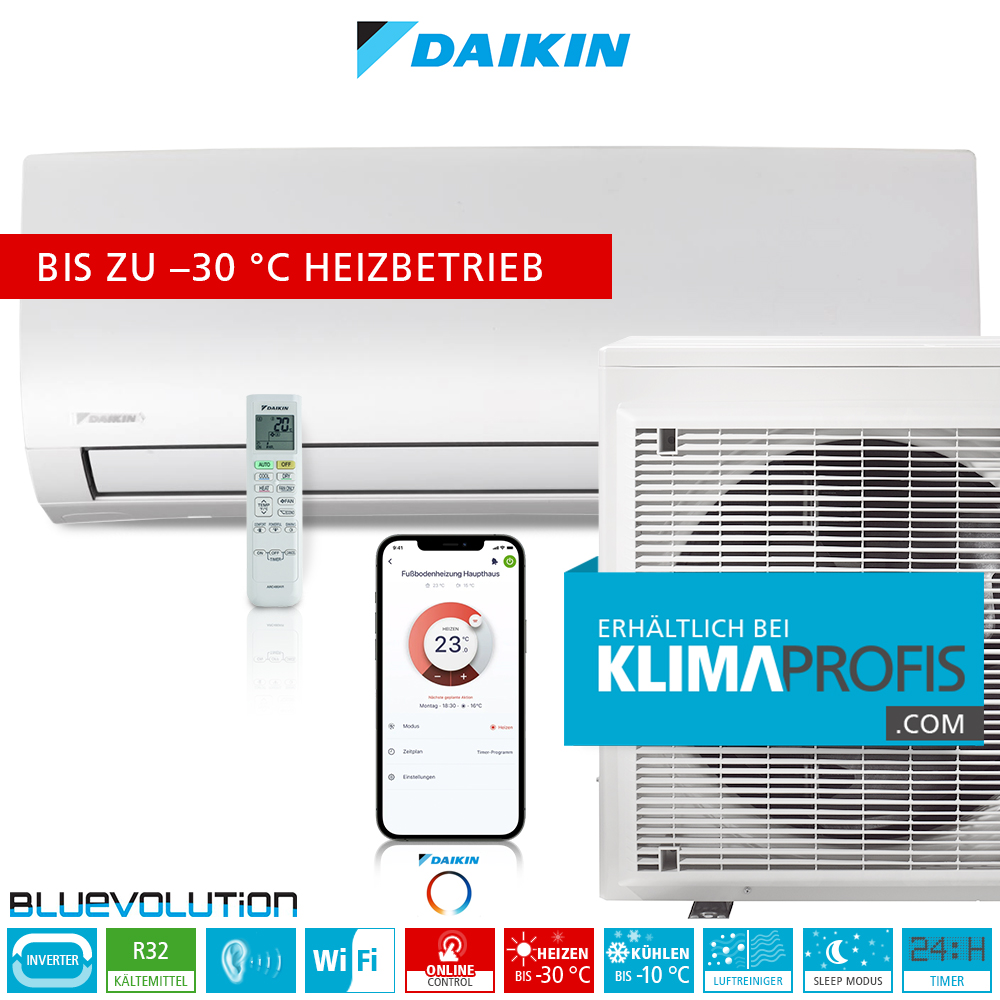 Daikin Comfora Nepura FTXTP35A R32 Inverter Luft-Luft-Wärmepumpe - 6,7 kW bis zu –30 °C heizen