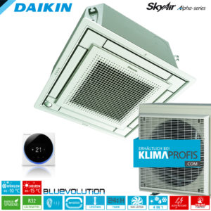 Daikin SkyAir FFA35A9 R32, weiß, Inverter Euroraster Deckenkassetten-Set 3,4 kW
